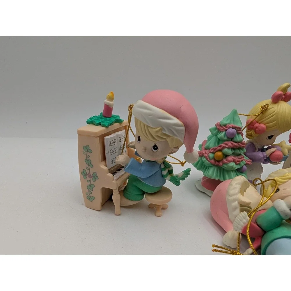 Precious Moments Christmas Ornaments Lot Pastel Holiday Birthday Figurines